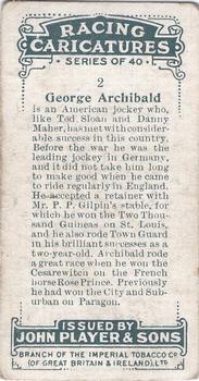 1925 Player's Racing Caricatures #2 George Archibald Back